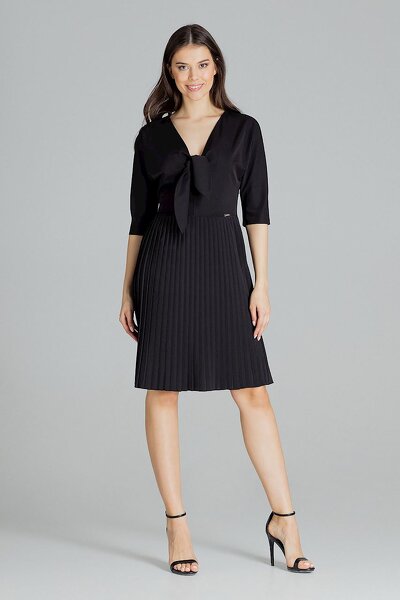 Plisowana czarna sukienka  midi