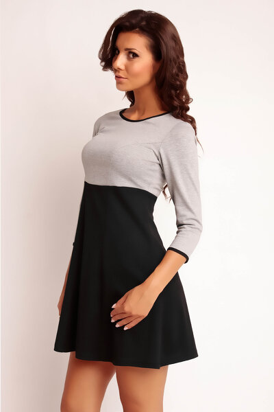 Popielato-czarna sukienka odcinana pod biustem