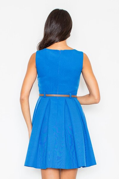 Szafirowa sukienka z paskiem