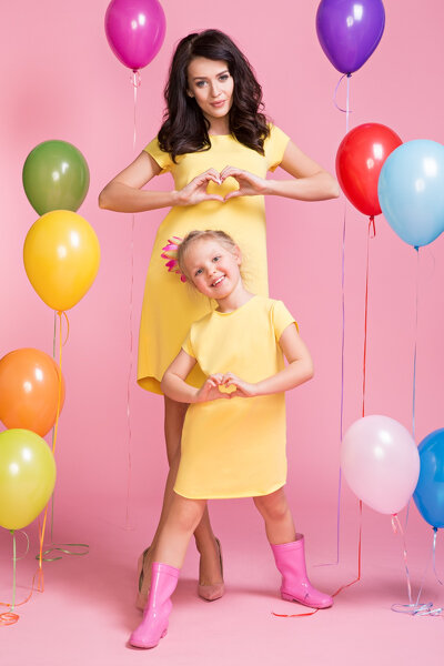 Żółta sukienka mini z kolekcji mama i córka