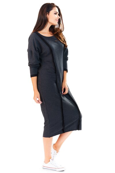 Sportowa luźna sukienka w grafitowym kolorze