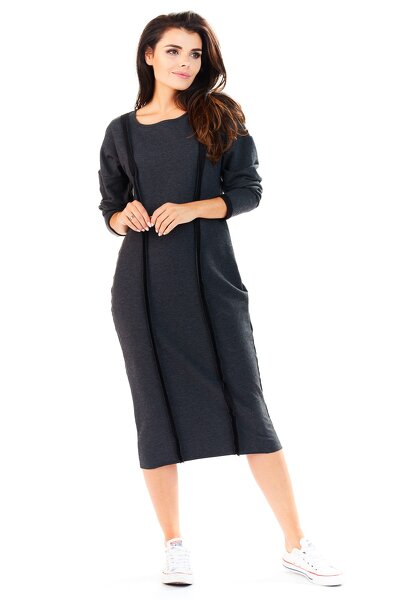Sportowa luźna sukienka w grafitowym kolorze
