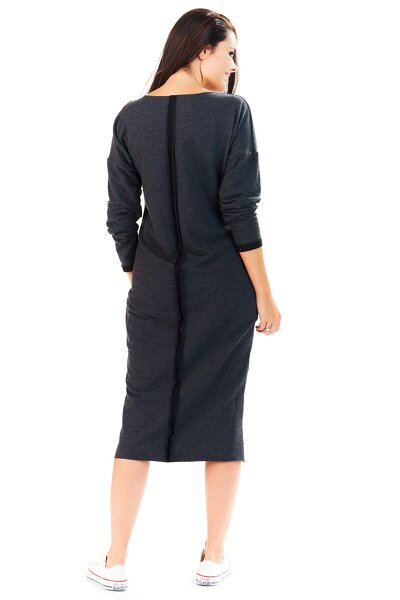 Sportowa luźna sukienka w grafitowym kolorze