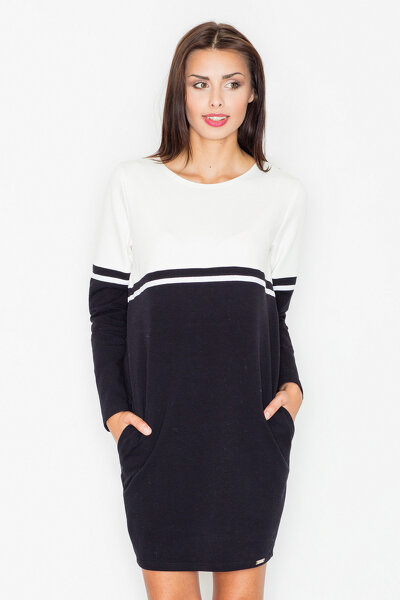 Sportowa sukienka w kolorze ecru i czarnym