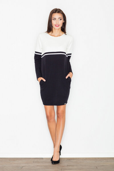 Sportowa sukienka w kolorze ecru i czarnym