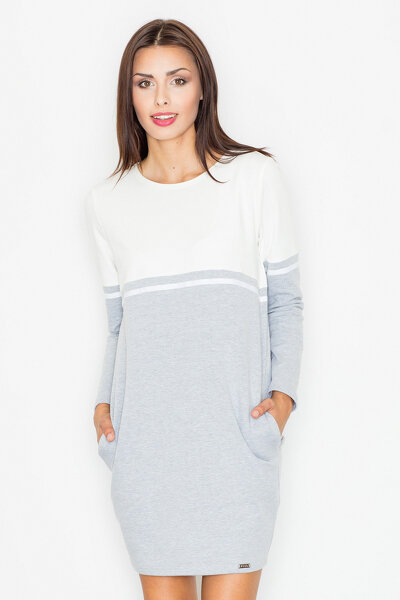Sportowa sukienka w kolorze ecru i szarym