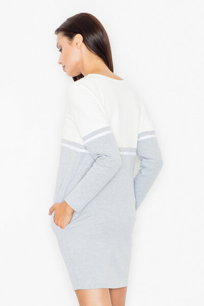 Sportowa sukienka w kolorze ecru i szarym