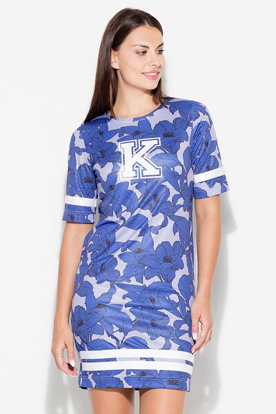 Sukienka dopasowana w niebieskie kwiaty