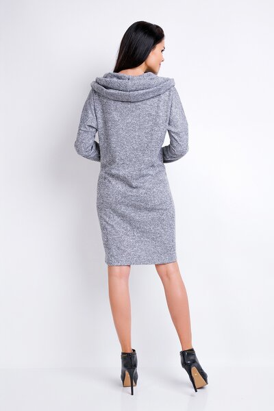 Sportowa sukienka z kapturem w szarym kolorze