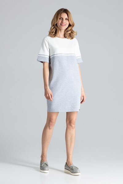 Sportowa sukienka z kieszeniami w kolorze szarym i ecru
