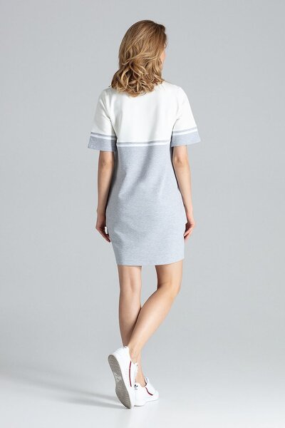 Sportowa sukienka z kieszeniami w kolorze szarym i ecru