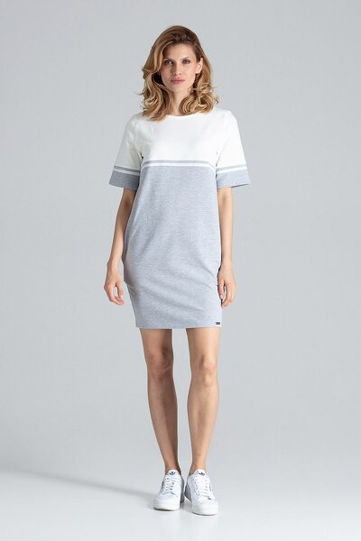 Sportowa sukienka z kieszeniami w kolorze szarym i ecru