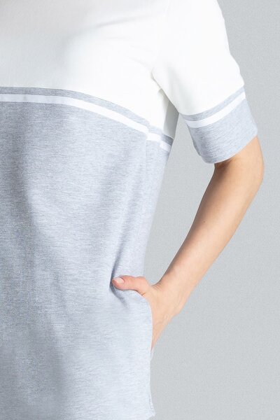 Sportowa sukienka z kieszeniami w kolorze szarym i ecru