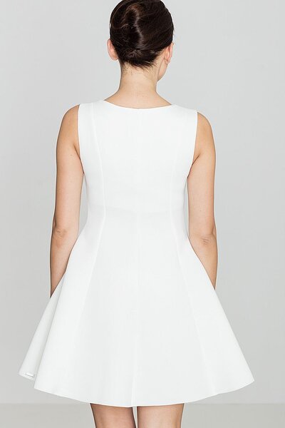 Rozkloszowana sukienka na zamek w kolorze ecru