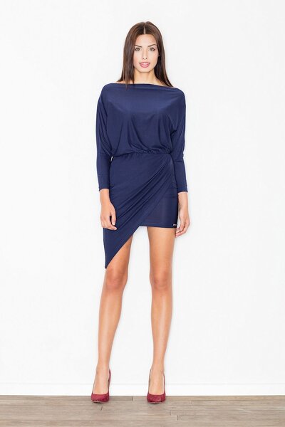 Asymetryczna sukienka mini w granatowym kolorze