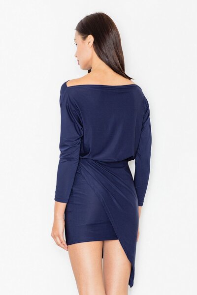 Asymetryczna sukienka mini w granatowym kolorze