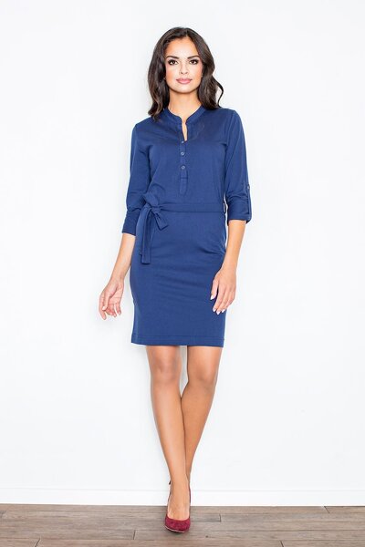 Granatowa sukienka z paskiem