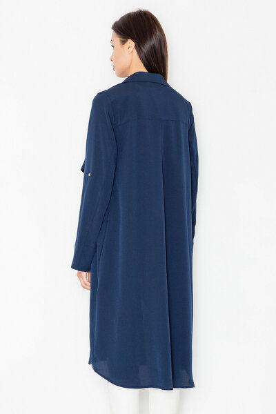 Luźna sukienka z paskiem w granatowym kolorze