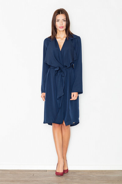 Luźna sukienka z paskiem w granatowym kolorze