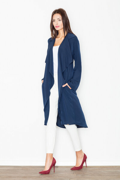 Luźna sukienka z paskiem w granatowym kolorze