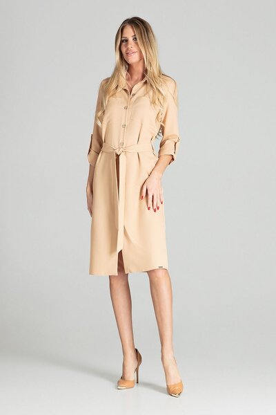 Sukienka koszulowa w beżowym kolorze