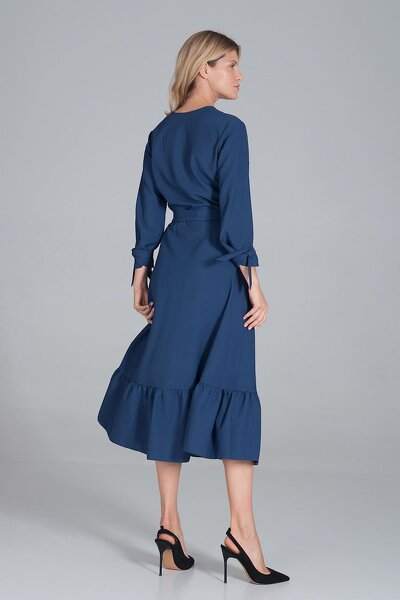 Sukienka maxi w kolorze szafirowym z odcięciem w pasie