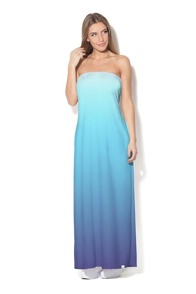 Luźna sukienka maxi w różnych odcieniach błękitu