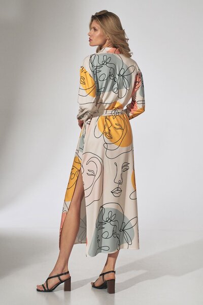 Sukienka maxi z kołnierzykiem o koszulowym fasonie