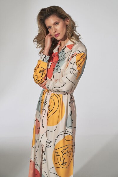 Sukienka maxi z kołnierzykiem o koszulowym fasonie