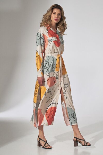 Sukienka maxi z kołnierzykiem o koszulowym fasonie