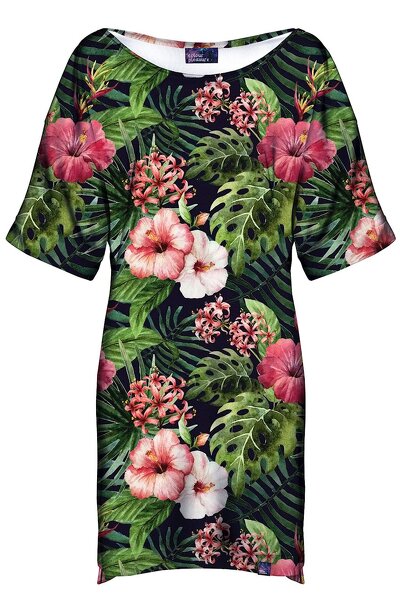 Letnia zielona sukienka z kwiatami