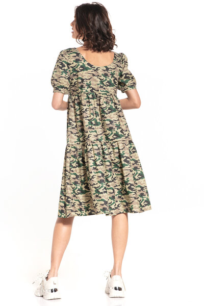 Sukienka midi w kolorze ciemnego moro o długości za kolano