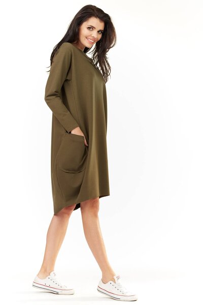 Sukienka midi w stylu oversize w kolorze khaki