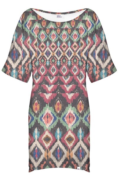 Sukienka midi w kolorach i wzorze boho