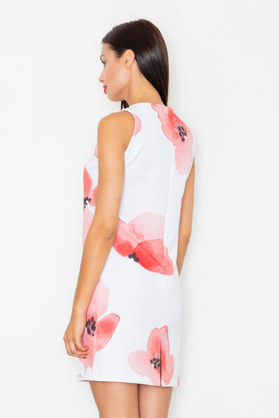 Dopasowana sukienka w jasno-czerwonych kwiatach