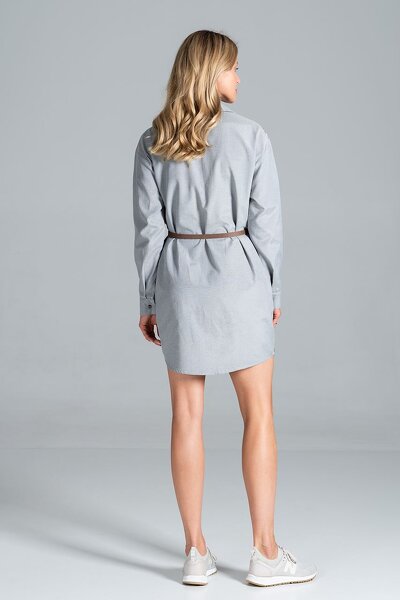 Sukienka mini o koszulowym fasonie w kolorze szarym i beżu