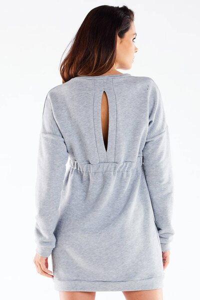 Sukienka mini o kroju bluzy kolorze szarym