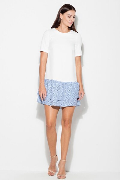 Sukienka z podwójną falbaną w błękitnym kolorze