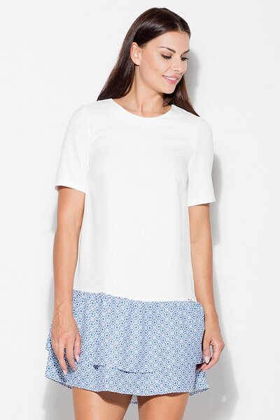 Sukienka z podwójną falbaną w błękitnym kolorze