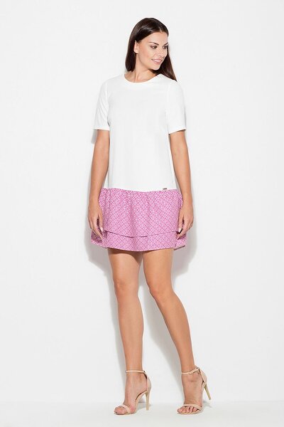 Sukienka z podwójną falbaną w kolorze fuksji