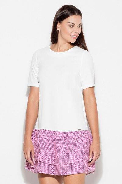 Sukienka z podwójną falbaną w kolorze fuksji