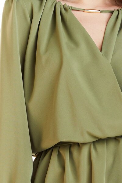 Sukienka mini w kolorze khaki w stylu boho