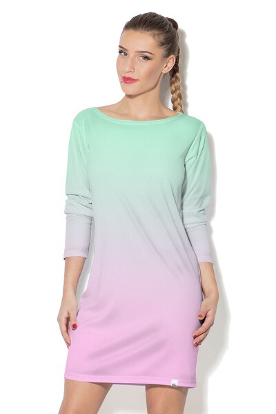 Seledynowo-różowa sukienka mini