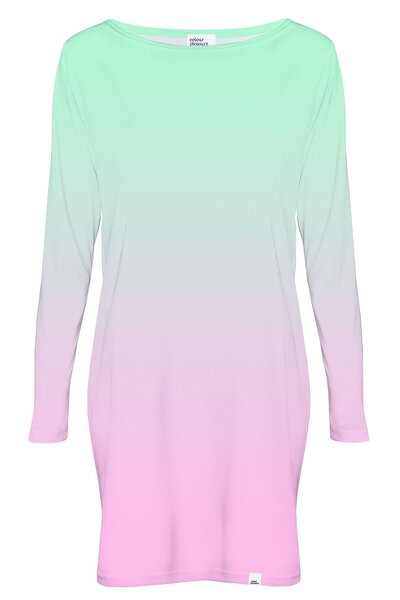 Seledynowo-różowa sukienka mini