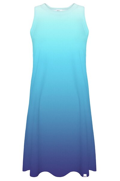 Sukienka mini w trzech odcieniach błękitu