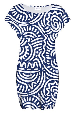 Sukienka niebieska mini z białym nadrukiem Sukienka niebieska mini z białym nadrukiem