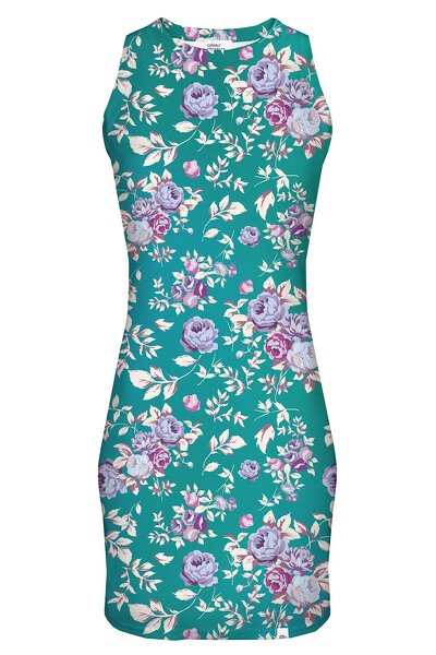 Zielona sukienka mini w kwiaty