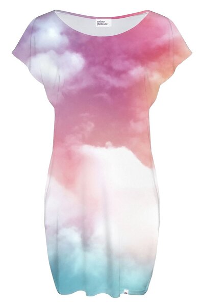 Sukienka mini w kolorowe chmurki