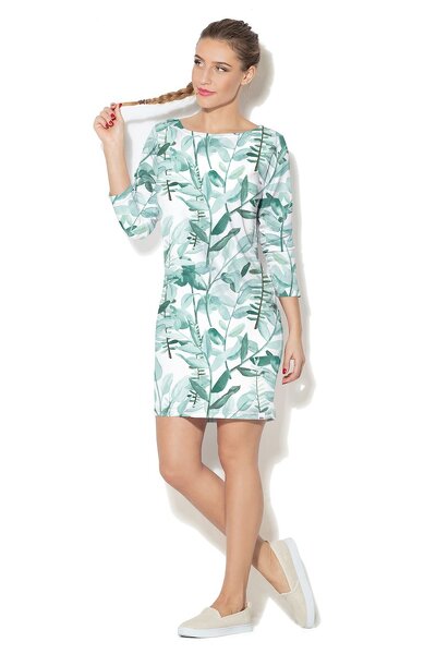 Biało-zielona sukienka mini