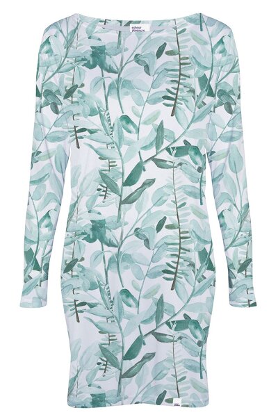 Biało-zielona sukienka mini